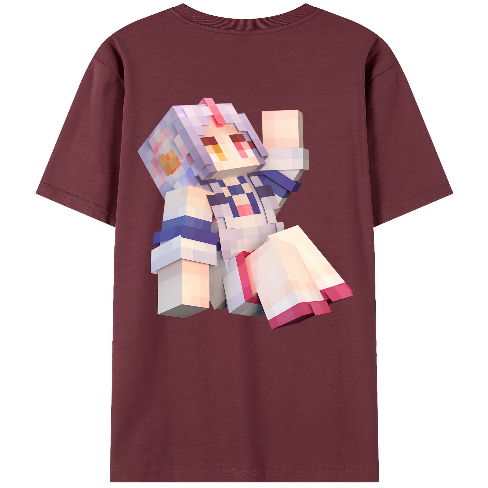 （画像用） マインクラフト ブロックの世界 Minecraft MC Block world 綿100％半袖Tシャツ（背面プリント）